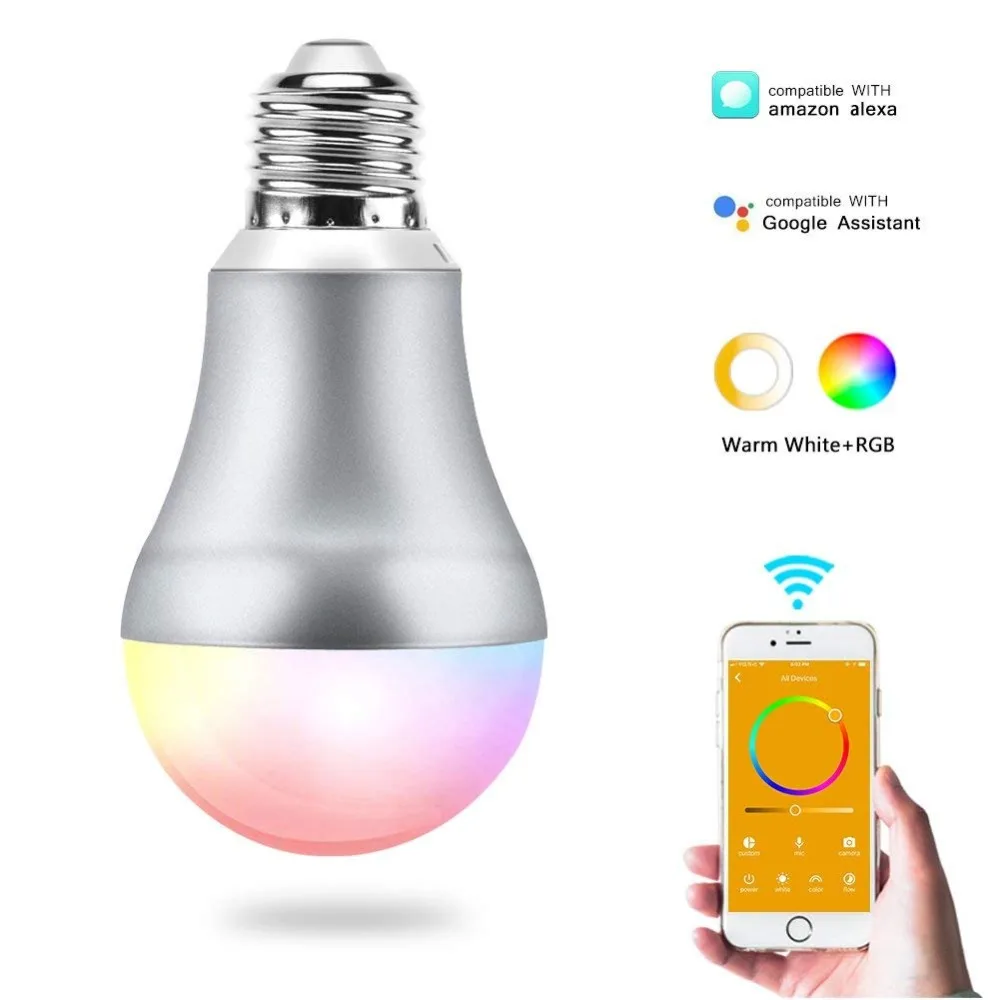 HZFCEW 7 5 W G60 RGBW WiFi управление умная лампа подключение Alexa и Google Home