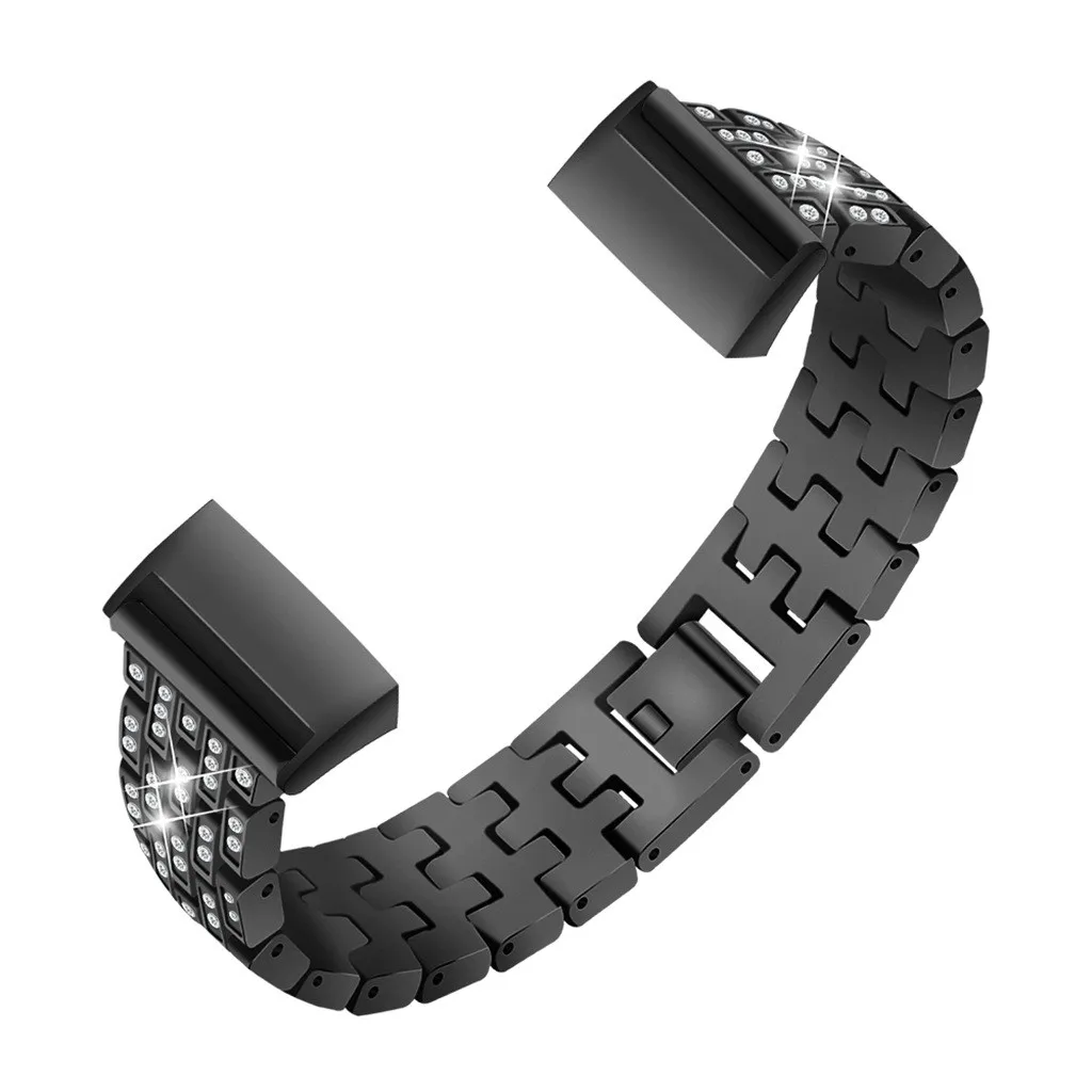 A Умные часы умный ремень Smartband mi band Bling из нержавеющей стали металлический браслет ремешок для Fitbit Charge 3 Смарт-часы - Цвет: A
