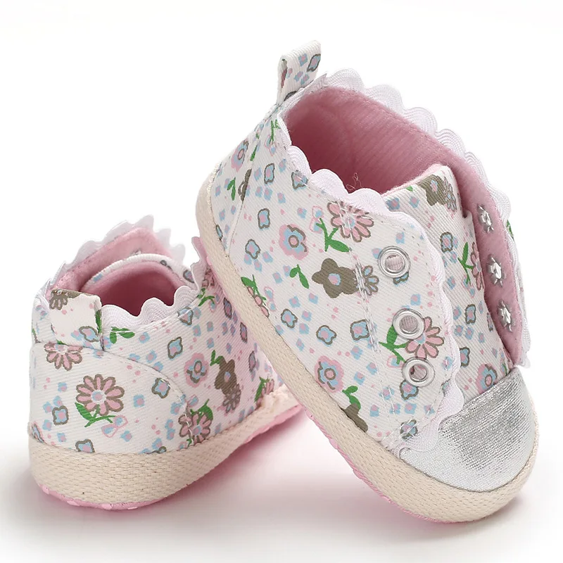 Spring Autumn Fashion Newborn Flower First Walkers embroidery Lace Shoes Baby Canvas Soft Sole |