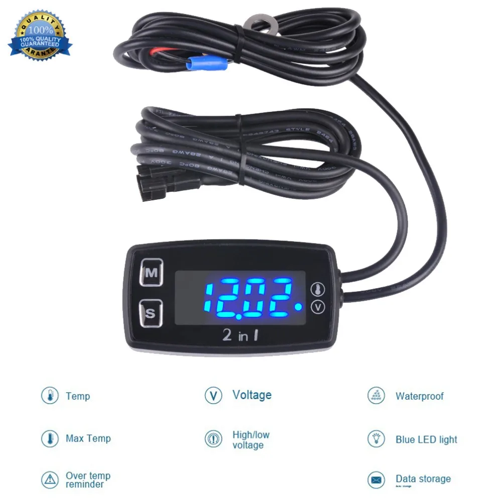 

Digital LED Thermometer Voltage Temperature Meter for Pit Bike ATV Outboard Glider Lawn Mower Boat Marine TM008