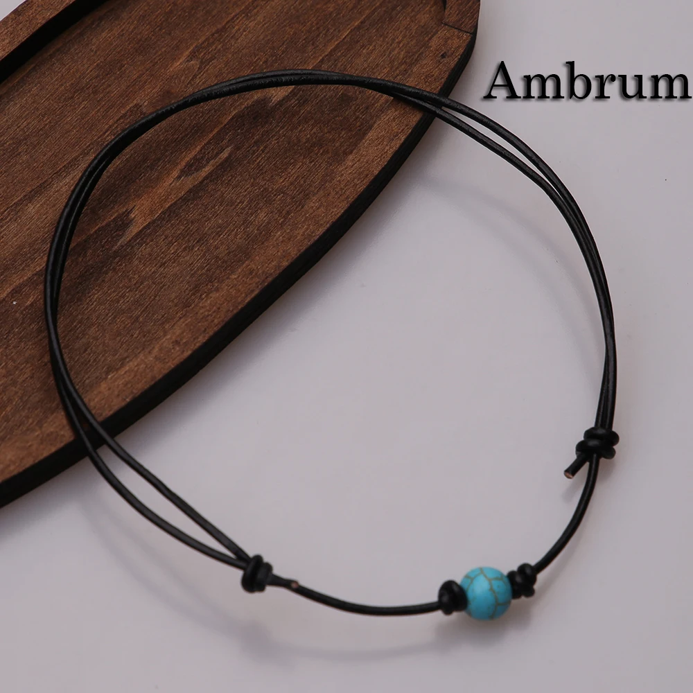 Женское Ожерелье чокер ручной работы с одной бусиной синее ожерелье