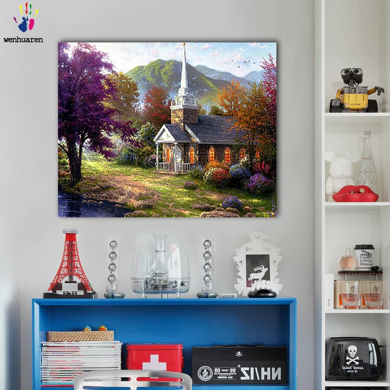 DIY картинки для раскраски по номерам с цветами красивые пейзажи живопись