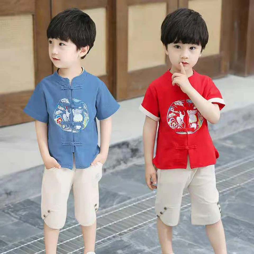 Купи High Quality New Kids Baby Boys Cool Summer Clothing Sets Tops+ Short Pants Sets Children Boy Chinese Style 2Pcs Suits Outfits за 840 рублей в магазине AliExpress