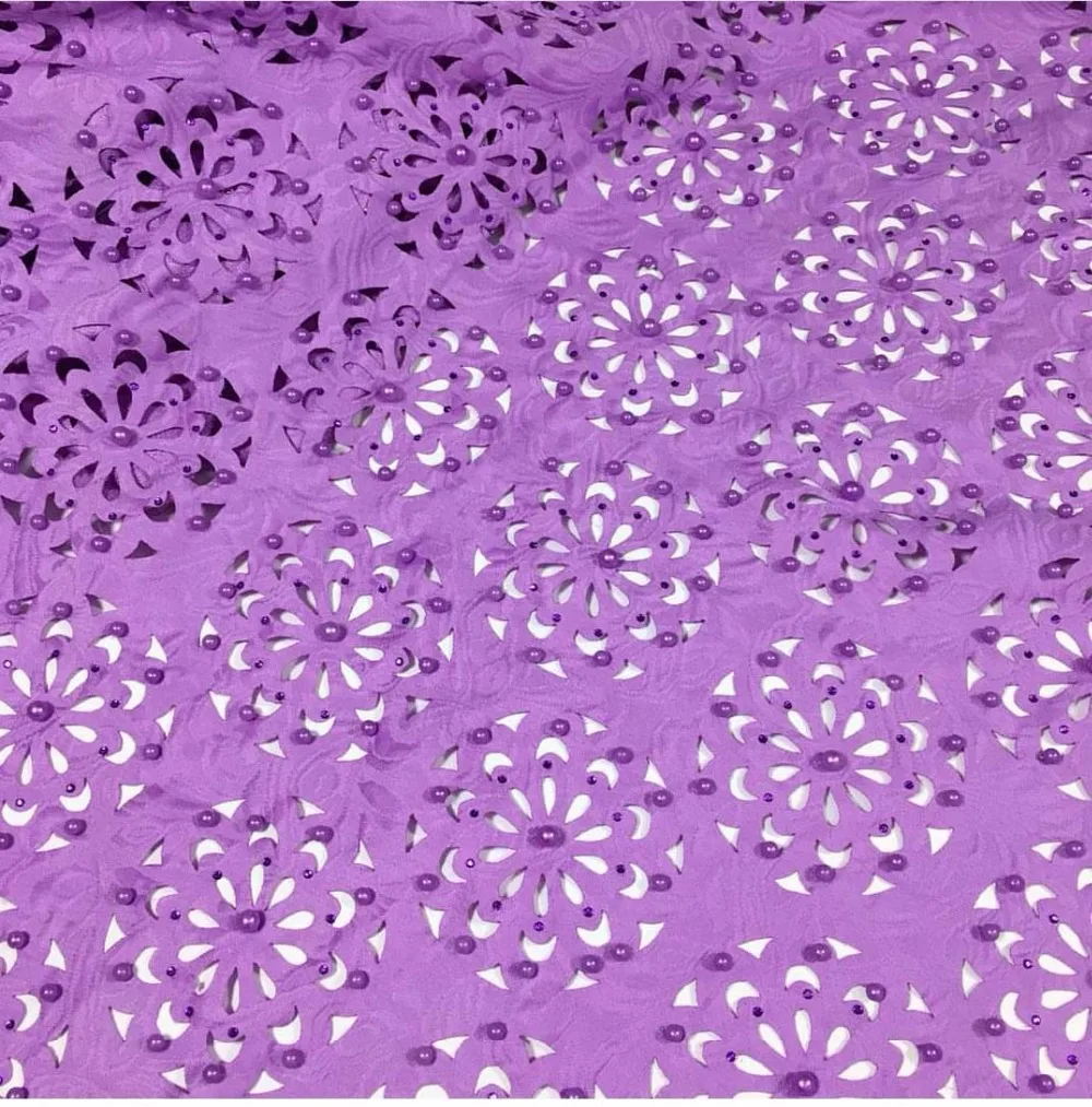 алмазная вышивка Лазерная резка кружевной ткани французского кружева Ткань с