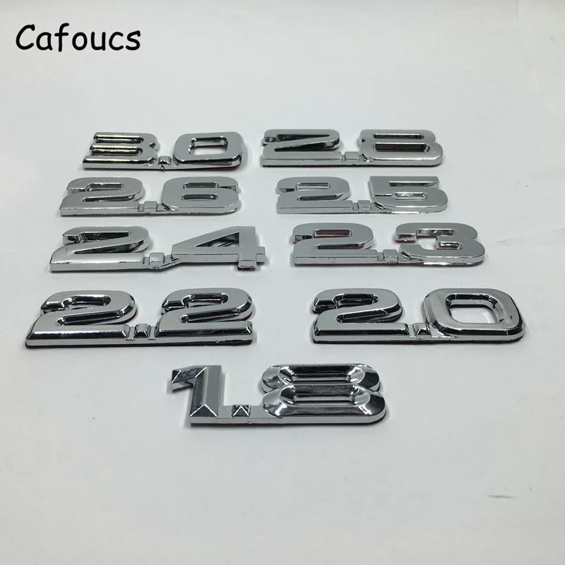 

Cafoucs Automobile Emblem Chrome 1.8 2.0 2.2 2.3 2.4 2.5 2.6 2.8 3.0 Logo Car Body Decals For VW for AUDI for Ford for Kia