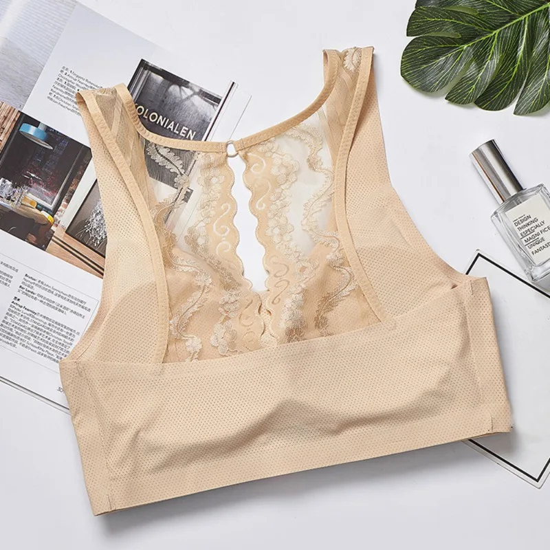 

Sexy Women Lace Back Bralette Crop Tank Tops Bra Bustier Padded Seamless Bra Cropped Top