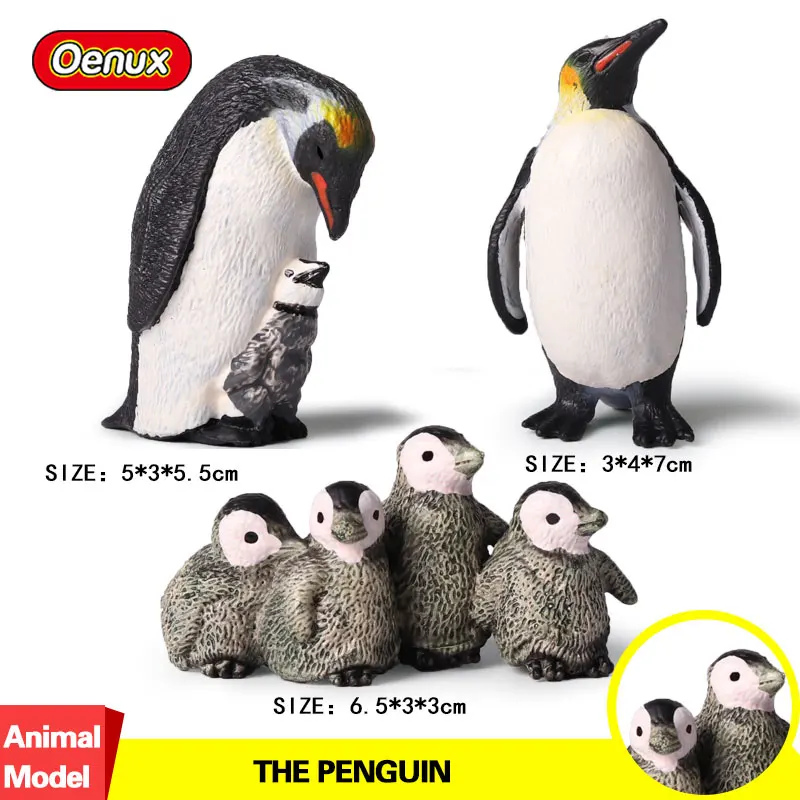 Oenux, африканский дикий лев, Имитация животных, тигр, слоны, фигурка, ферма, фигурки животных, модель, развивающие игрушки - Цвет: Penguins animals