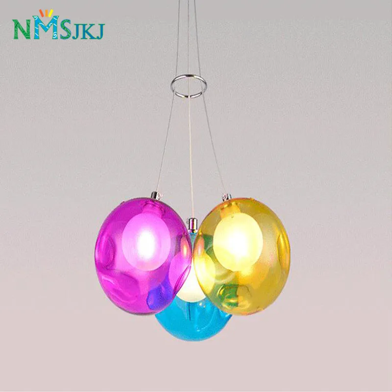 Современные красочные стеклянные Хрустальные подвесные светильники для
