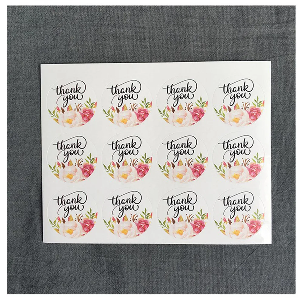 

120Pcs Flower Round Thank You Handmade Cake Packaging Sealing Label Kraft Sticker Baking DIY Gift Stickers