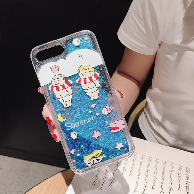 Cute Swimming Ring Liquid Glitter Cover for Xiaomi mi 8 9 A1 A2 MI8 Lite Redmi K20 Pro Note 7 6 Mi 3 Case Summer Fundas |