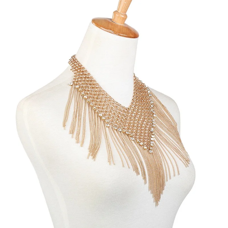 Женское богемное колье-чокер с длинной кисточкой сексуальное многослойное