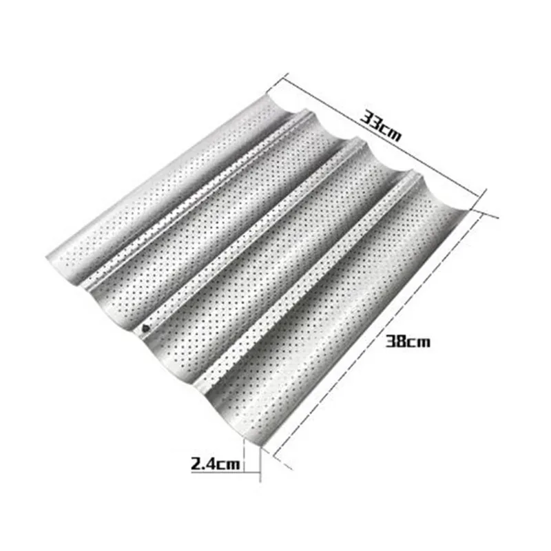 New Baguette French Bread Baking Tray 4 Groove Wave Frame Rack Nonstick Carbon Steel Cake Mold Pans | Дом и сад