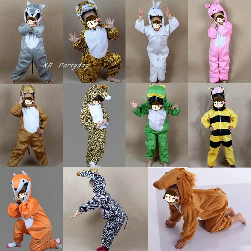 Various Animal Costume Kids Rabbit Pig Tiger Fox Horse Anime Cosplay Jumpsuits halloween costume for kids Christmas| |