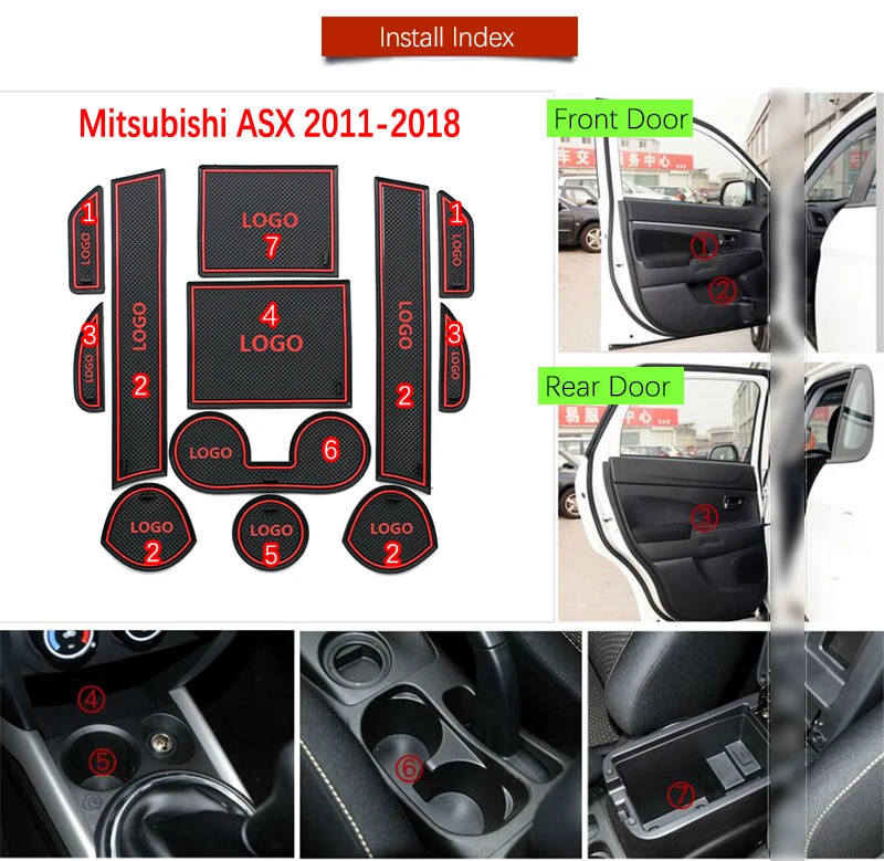Противоскользящий резиновый подстаканник для Mitsubishi ASX 2011 2012 2013 2014 2015 2016 2017 2018 RVR