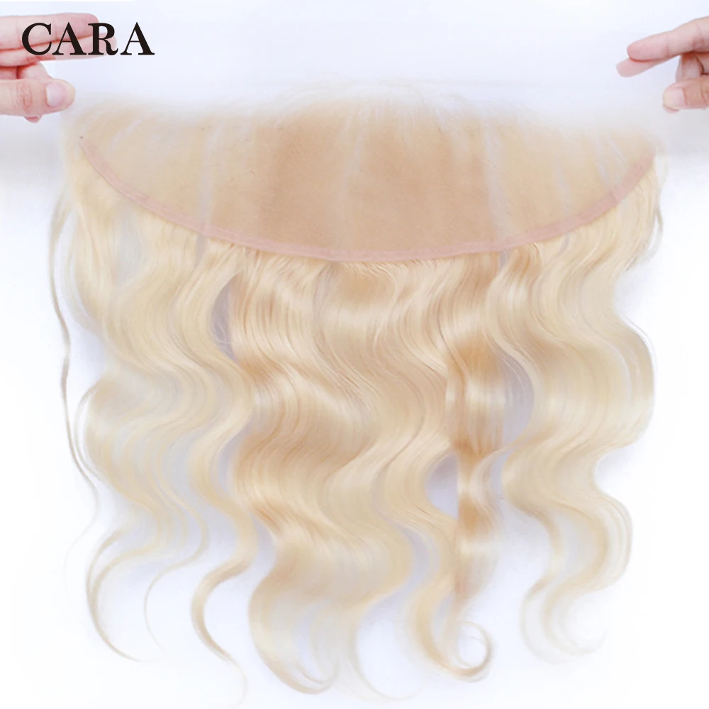 

613 Blonde Transparent Lace Frontal Closure Body Wave Brazilian Remy Hair With Baby Hair Bleached Knots Pre Plucked CARA Hair