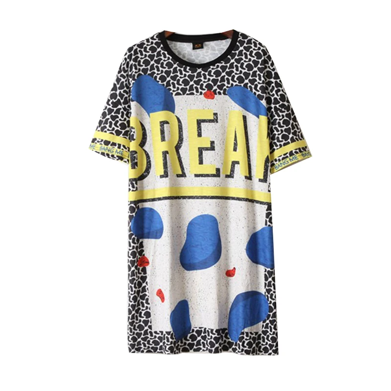 Летняя Блузка 2019 Новинка в стиле хип-хоп женская модная длинная футболка