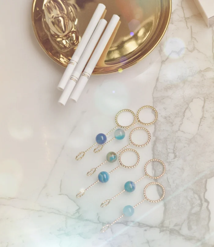 blue bead S ring Женское винтажное металлическое кольцо, стойка для сигарет, агатовый держатель для сигарет диаметром 8 мм, сигарета с подарочной коробкой, аксессуары для курения - Цвет: blue bead S ring