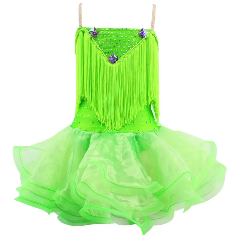Discount Fringe Latin Dress Children Ballroom Dance Competition Dresses Sexy Cold Shoulder Girls Latino Wear | Тематическая одежда