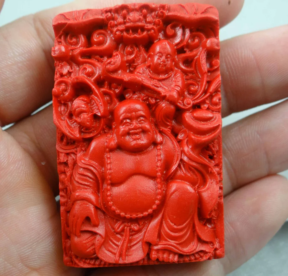 Ожерелье с подвеской в виде Будды красного цвета 57*38 мм|cinnabar pendant|buddha pendantpendant buddha |