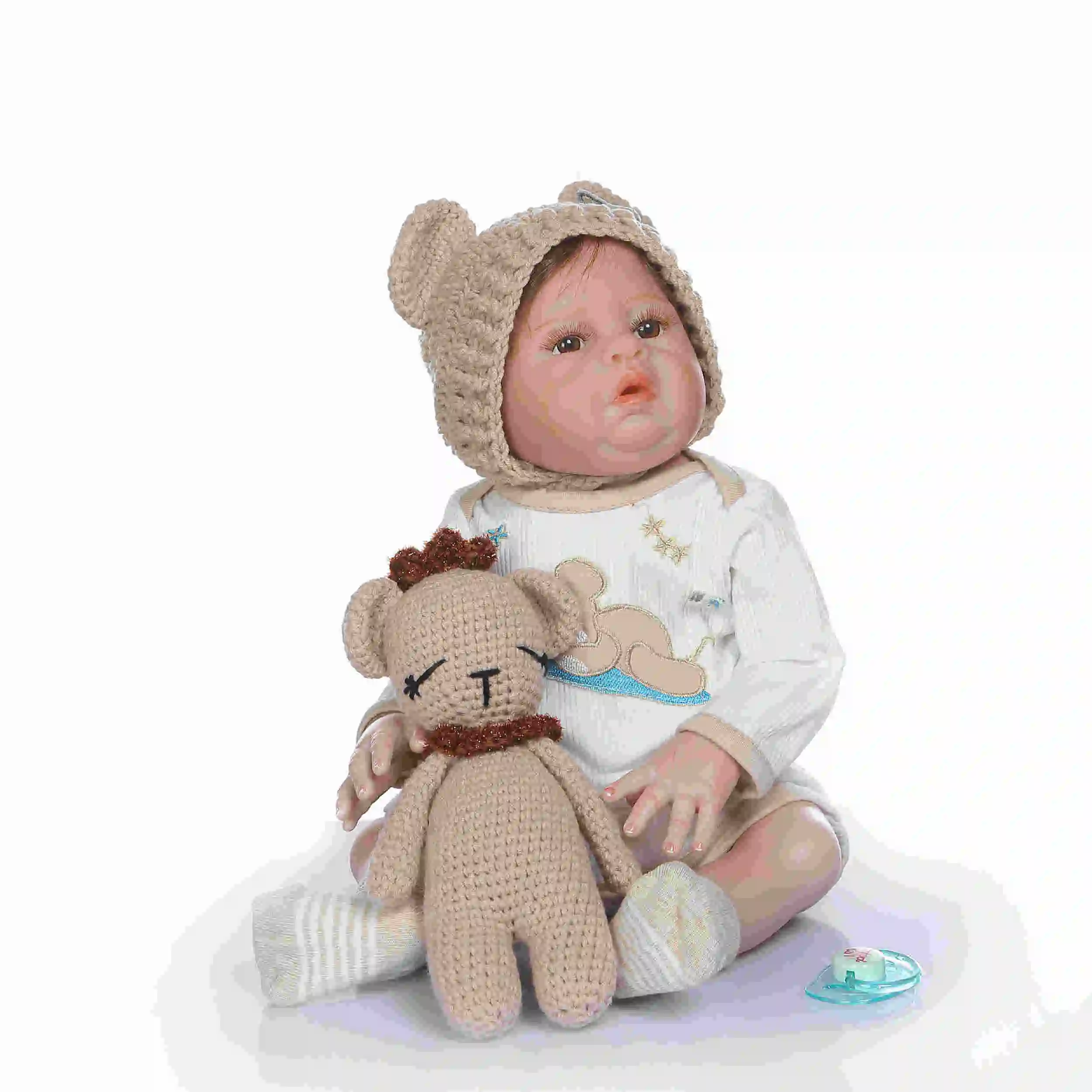 brown eye boy Npkколлекция 48 см bebe Кукла reborn Новорожденный ребенок близнец ребенок мальчик и девочка ручная детальная картина мизинец вид всего тела силикон - Цвет: brown eye boy
