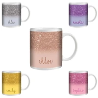 personalised custom printed glitter effect tea coffee mug cup gift name text drop shipping