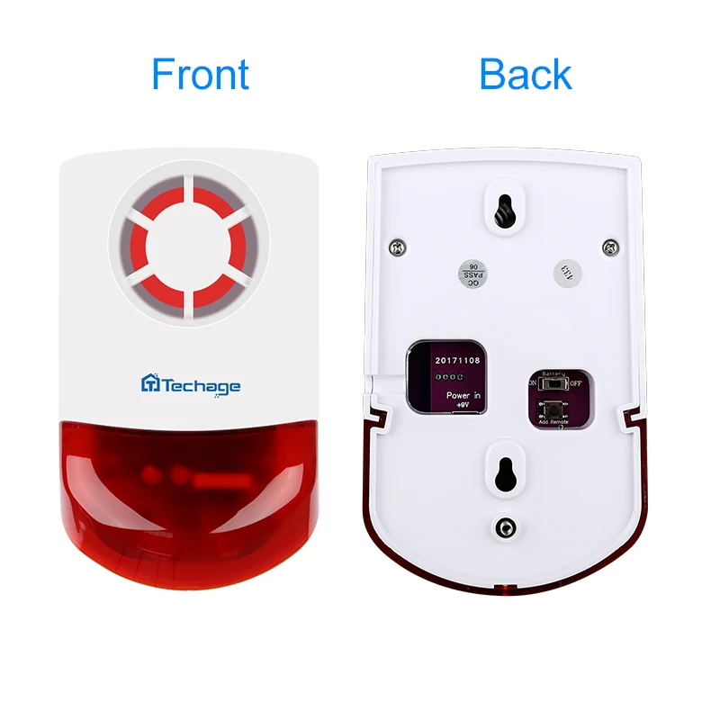 Techage беспроводной Крытый открытый мигающий сигнал сирена с стробоскопом