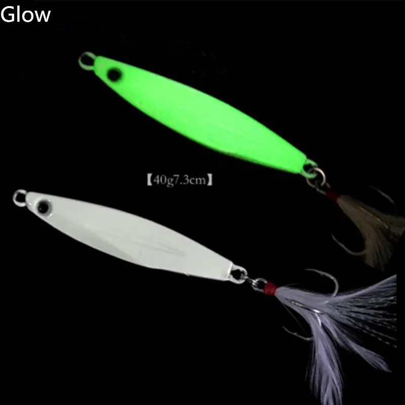 

Ufishing Ice Fishing Lure 2019 New Metal Jig 40g 7cm Long Casting Fish Bait 1 Pcs/Lot Jigging Lures with Feather Hook