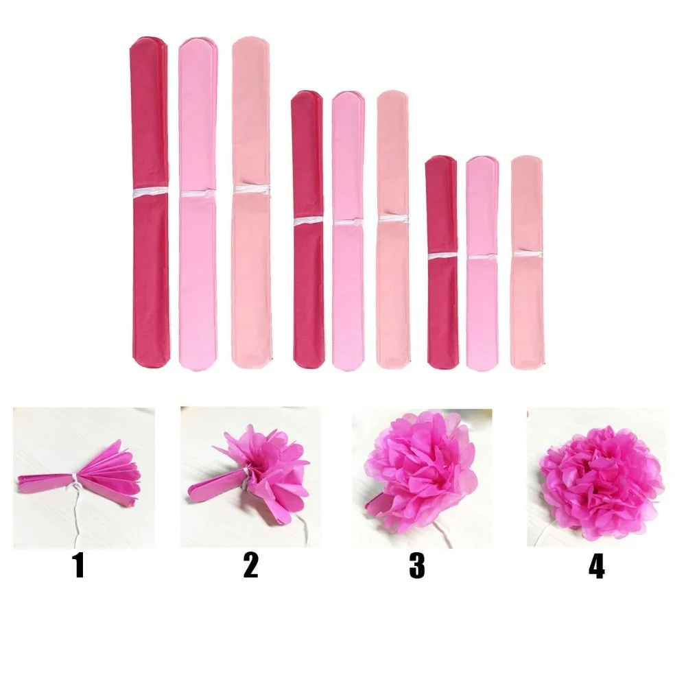 Свадебные украшения (бледно-розовый ярко-розовый ярко-розовый) 27 шт. оберточная