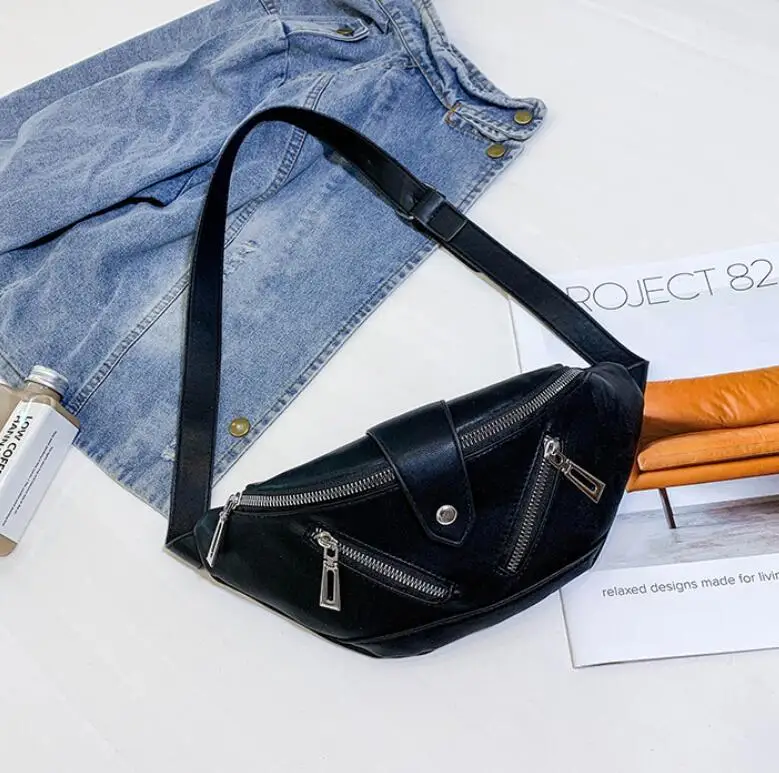 black Поясная Сумка для женщин heuptas leer money belt для путешествий Черный banane sacoche beltbag кошелек грудь поясная сумка женская bolsa cintura - Цвет: black