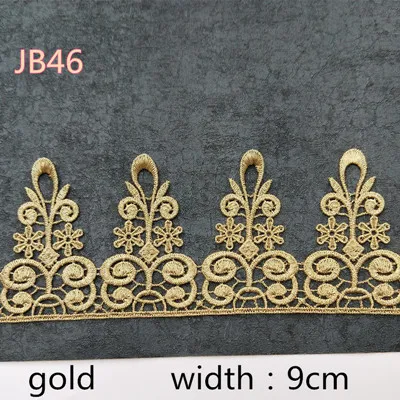 JB46 gold Модный золотой серебряный кружевной отделкой Водорастворимая Вышивка корона цветок кружевная отделка ткань исламский платок аксессуары для волос JB - Цвет: JB46 gold