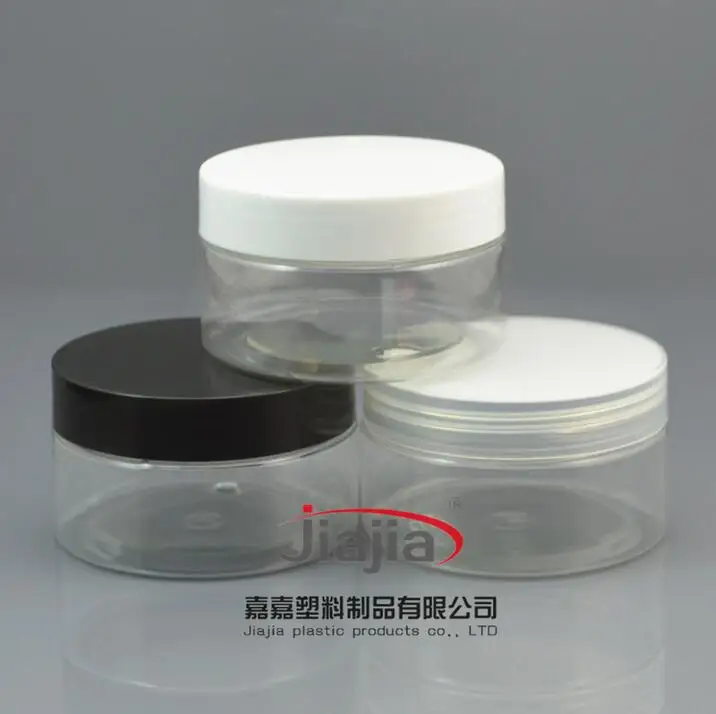 100ml clear PET Jar with black/white/clear PP lid,Clear Skin Cream Container 100g Hair Mask Jar Cosmetic packing,thick base