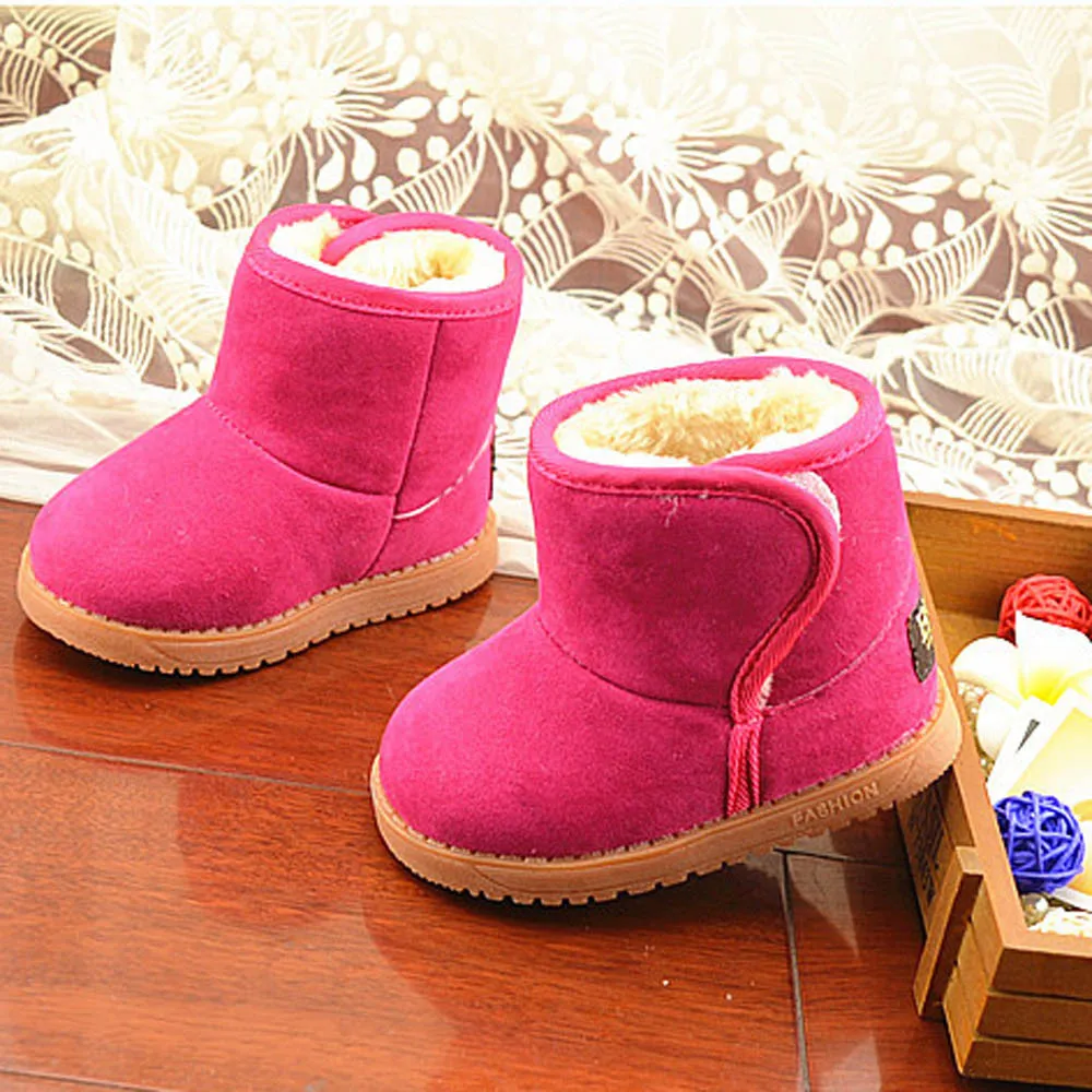 2019 г. Зимние однотонные детские ботинки из натуральной кожи зимние Нескользящие