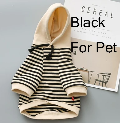 black for pet Новое поступление, семейная французская одежда для бульдога, футболка для домашних животных толстовки с капюшоном в полоску с изображением кота пальто для собак одежда для родителей и собак одежда для собак - Цвет: black for pet