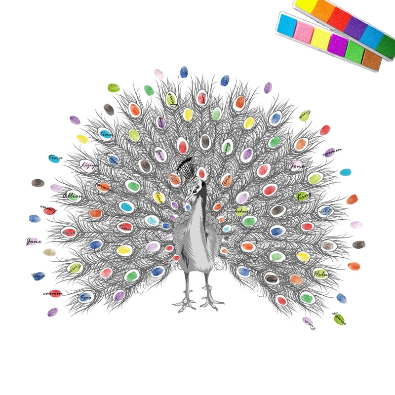 Книга для гостей HAOCHU (Павлин расправляется хвостом) со сканером отпечатков