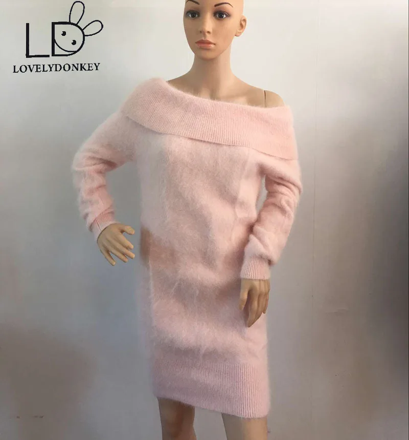 Lovelydonkeyнорковые женские длинные меховые пуловеры вязаное платье M661 | Женская