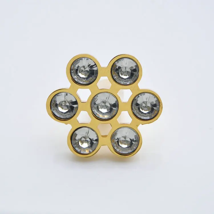 Золотой акриловый Хрустальный Чертог дверные ручки цветочный узор для буфета