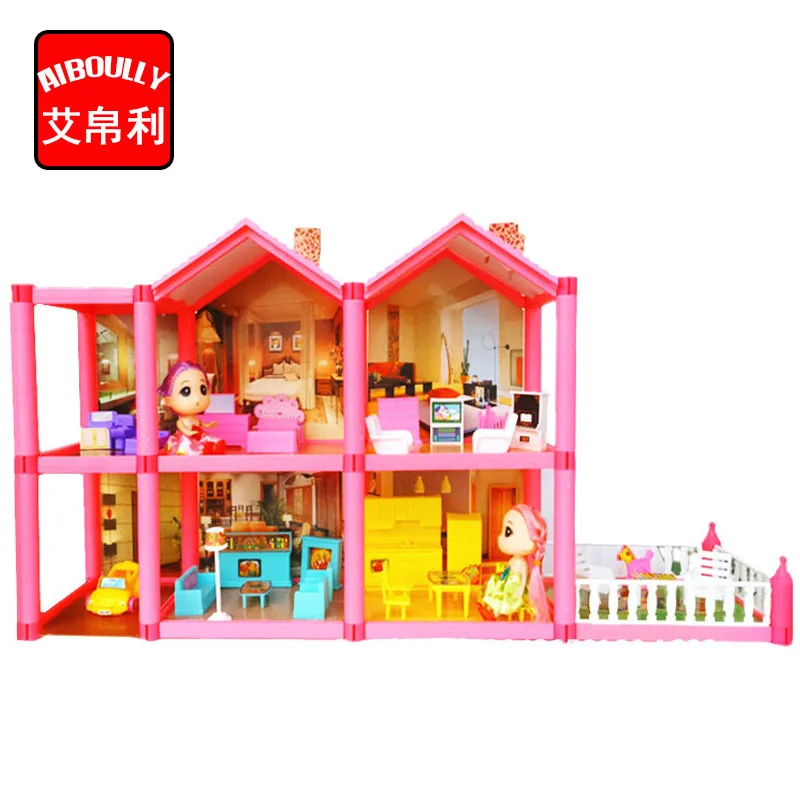 AIBOULLY DIY кукольный домик собрать вилла пластиковые Miniatura Кукольный дом мебель 3D миниатюрный кукольный домик Игрушки для девочек