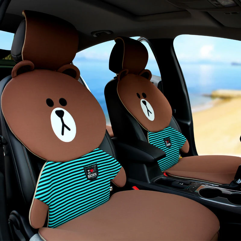

ZDPARTS Cartoon Car Seat Cushion Covers Warm Family Team For BMW E46 E39 E60 E90 E36 F30 F10 X5 E53 E34 E30 Mini Cooper Lada