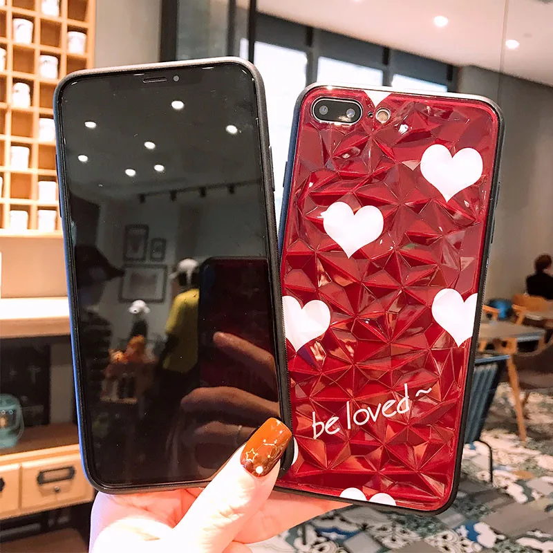 Tfshining Diamond glass Love Heart чехол для телефона iPhone XS Max XR 8 plus 7 6/6 S Plus Жесткий Чехол задней