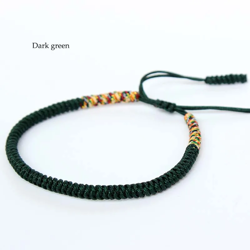 Dark green Сказка Дизайн multi Цвет веревки тибетского буддизма ручной повезло узлы браслет же модель как Леонардо Ди Каприо Лидер продаж-здоровье - Окраска металла: Dark green