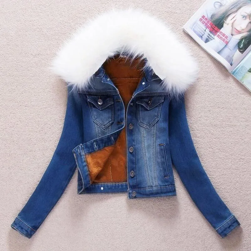 Джинсовая куртка 2020 плотное бархатное пальто женская зимняя одежда осеннее