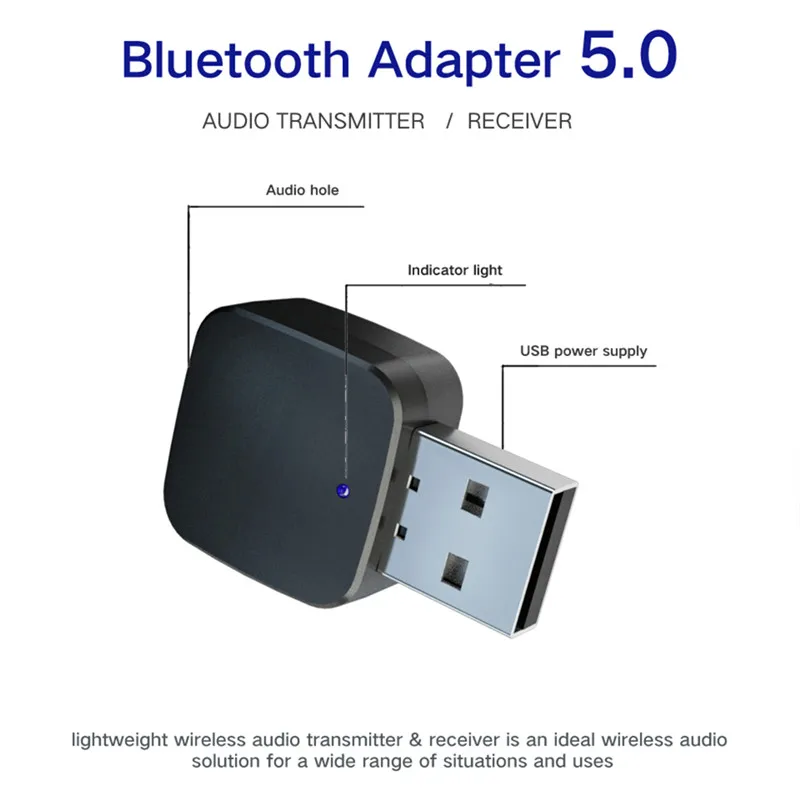 

Kebidu Mini 2 in 1 Bluetooth 5.0 Audio Receiver Transmitter 3.5mm AUX Wireless Adapter USB 3.5mm Jack for Headphone Speaker