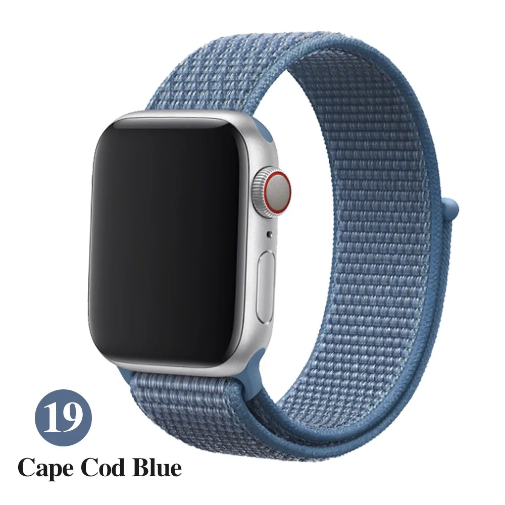 CAPE COD BLUE Нейлоновый спортивный бесшовный ремешок для наручных часов Apple Watch, ремешок 42 мм, длина-44 мм, 40 мм, 38 мм, для iWatch, версия 5/4/3/2/1 браслет, ремешок на запястье для наручных часов аксессуары - Цвет ремешка: CAPE COD BLUE