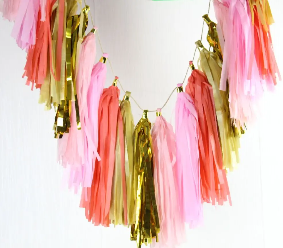 24 шт. гирлянда с кисточками из розового золота/свадебный душ/День Святого