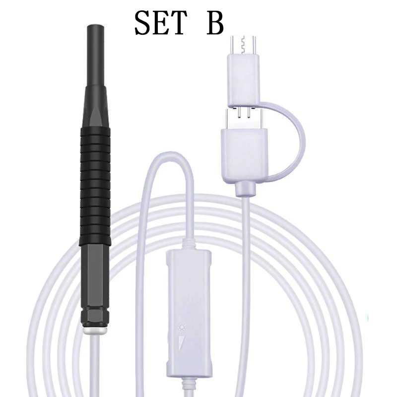 Black SET B Новинка, 3 в 1, визуальный смарт-очиститель для ушей, эндоскоп, чистящая ложка, HD, визуальная камера для ушей, инструмент для удаления воска, уход за здоровьем - Цвет: Black SET B