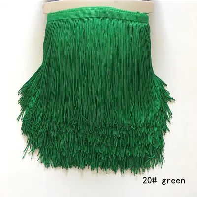 green 1 yards 1 ярд 15 см длинная бахрома кружево кисточка полиэстер кружевная отделка Лента для латинских танцев юбка занавеска бахрома для шитья - Цвет: green 1 yards