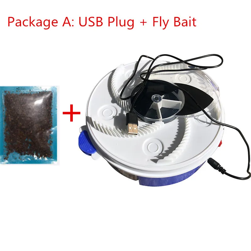 Package A USB ловушка для летающих насекомых+ 1 шт. наживка Автоматическая мухоловка репеллент мухоловая клетка вредителей устройство насекомых муха уничтожитель контроль за паразитами Быстрая - Цвет: Package A