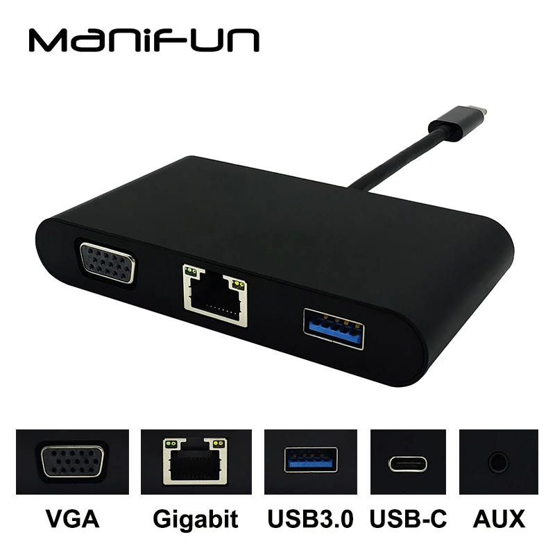 USB C Тип VGA Gigabit Ethernet LAN RJ45 USB-C AUX адаптер 3 1 Тип-C конвертер кабель для Macbook Chromebook Pixel |