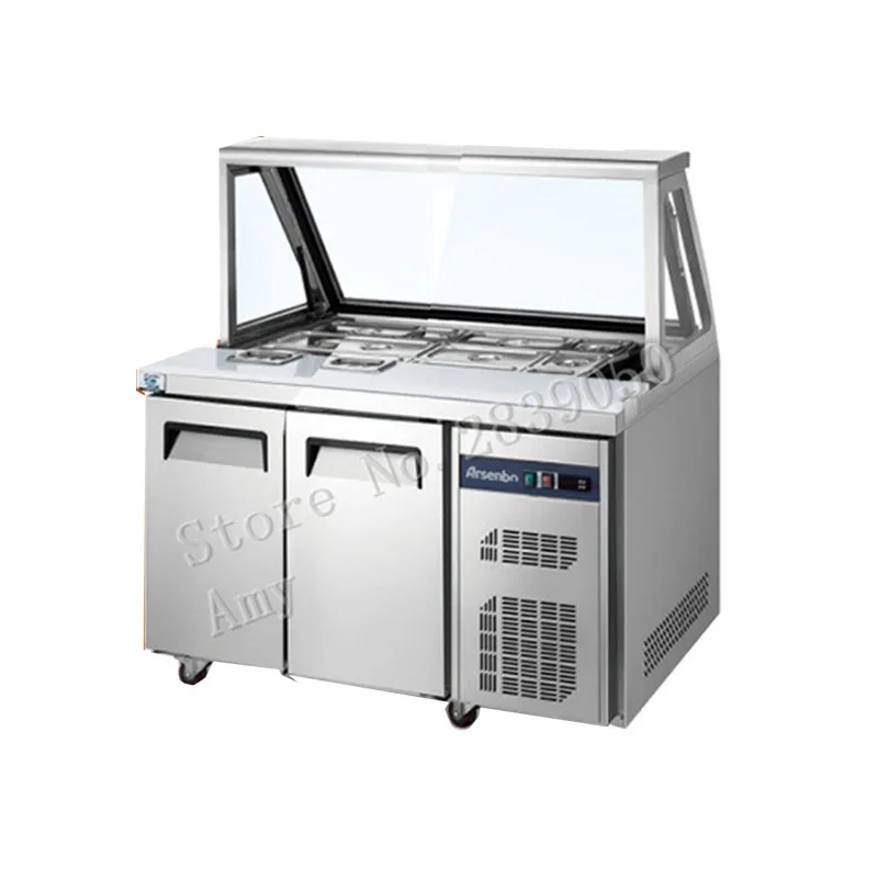 

Pizza display salad display refrigerator stainless steel countertop salad refrigerator table top freezer