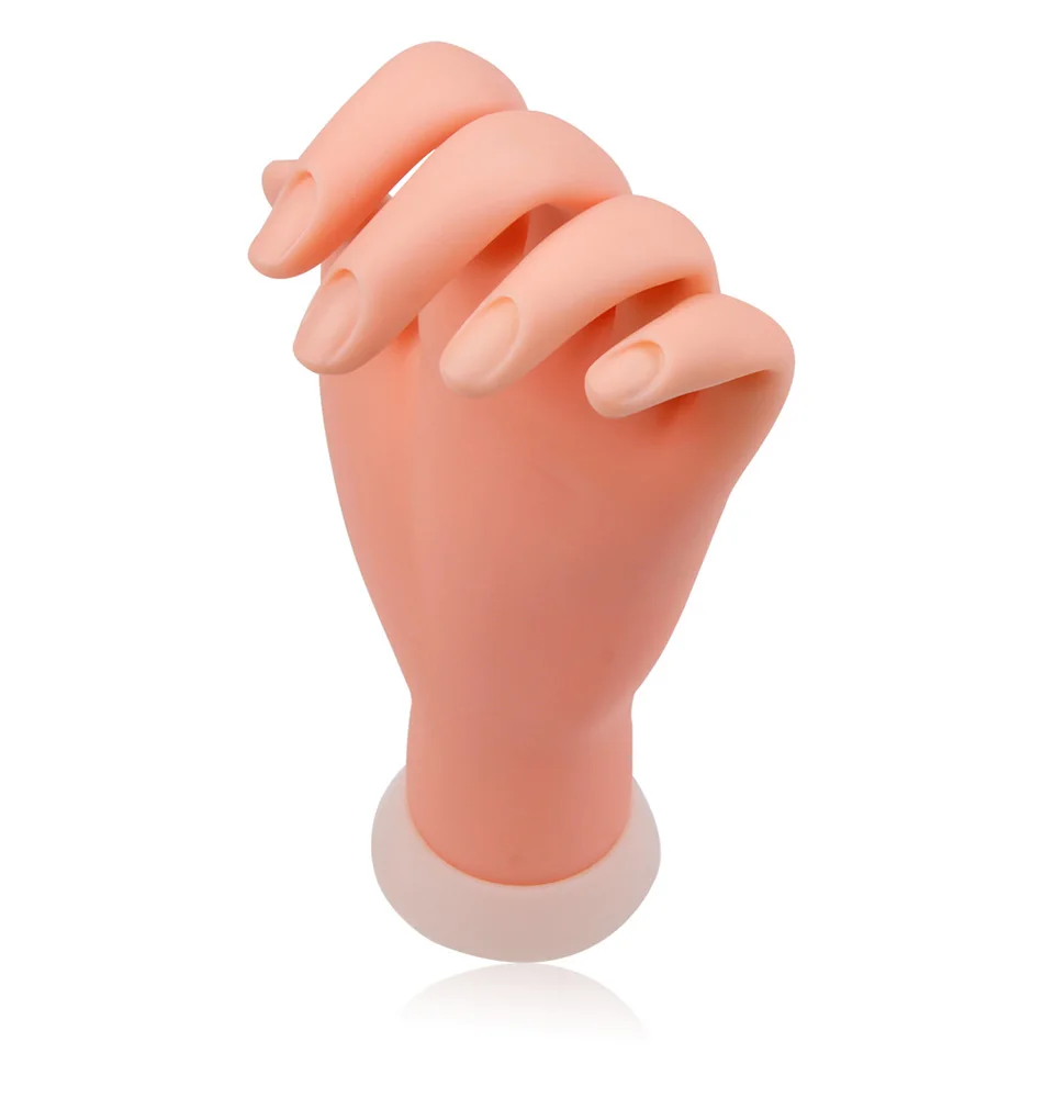 Nail Practice Hand Model Flexible Movable Silicone Prosthetic Soft Fake Hands for Nail Art Training Display Model Manicure Tool
